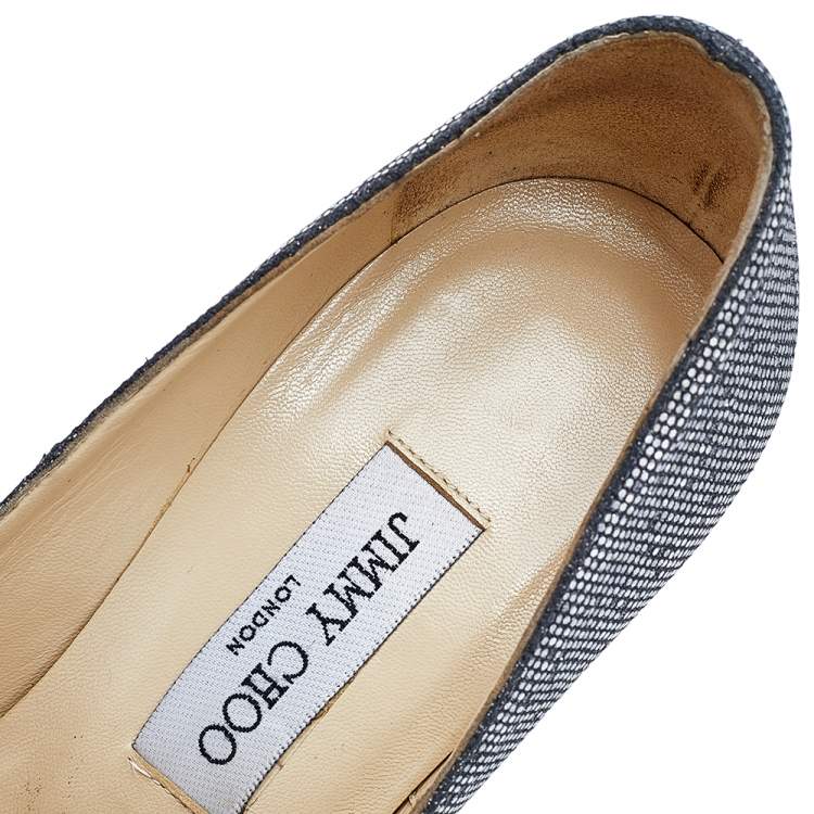 Pre Owned Jimmy Choo Silver Glitter Eros Platform Pumps Size 38