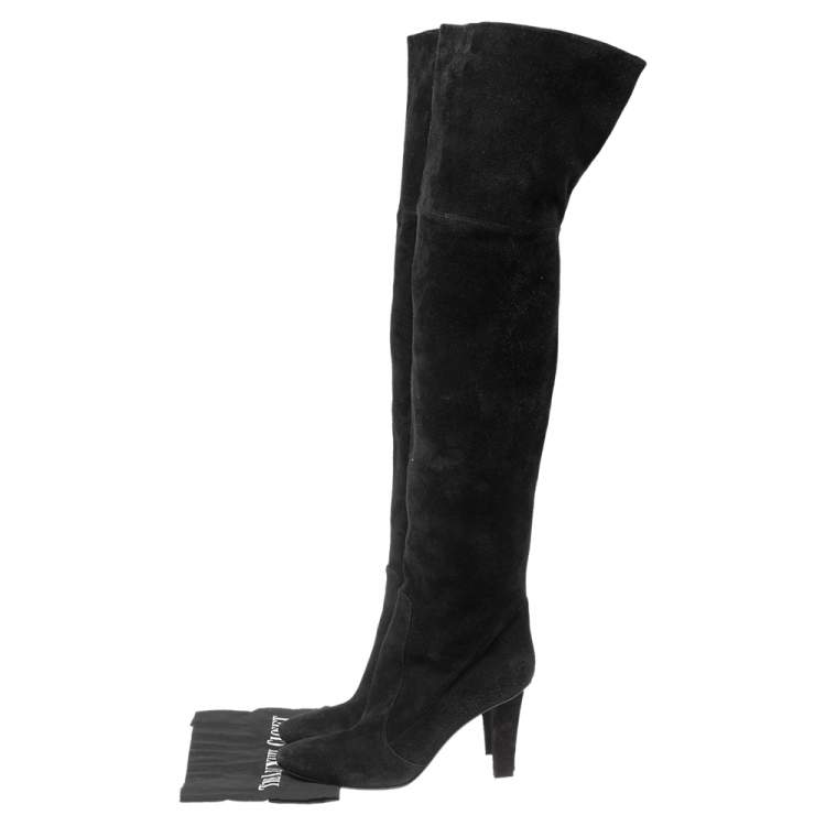 Pre Owned Jimmy Choo Black Suede Knee Length Boots Size 39.5