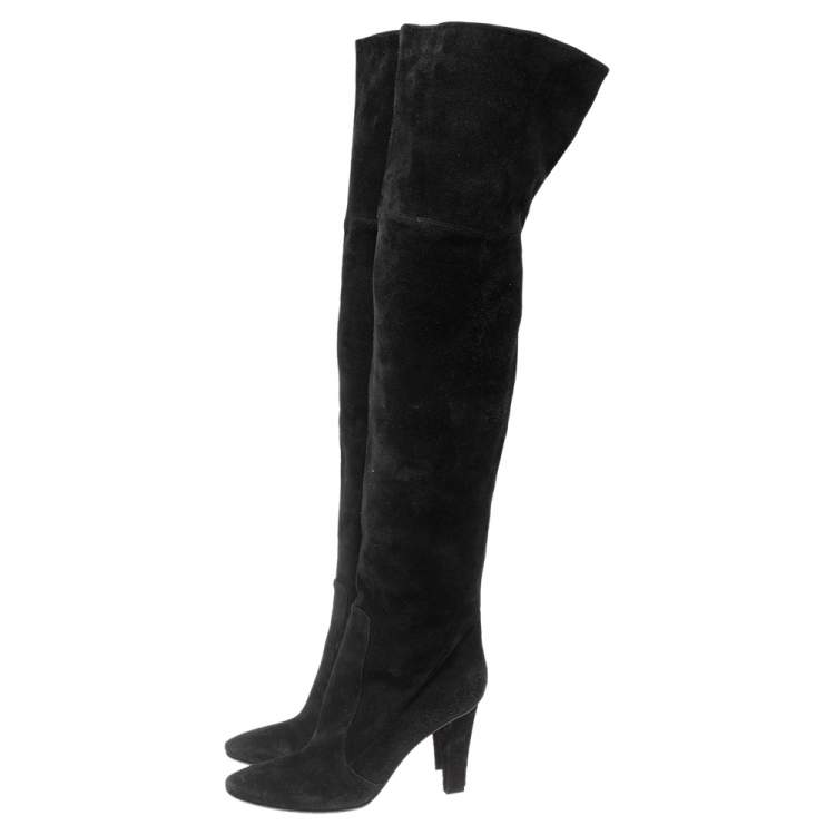 Pre Owned Jimmy Choo Black Suede Knee Length Boots Size 39.5