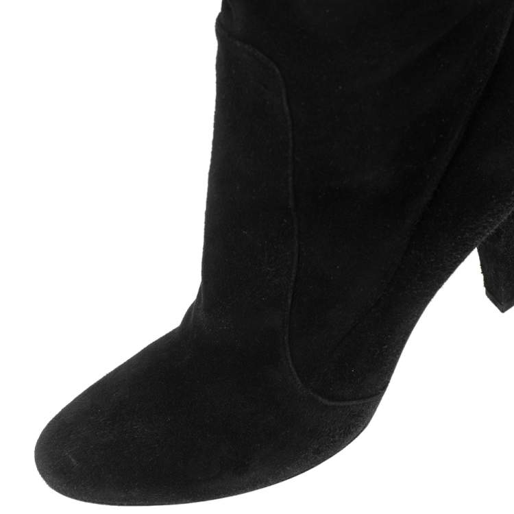 Pre Owned Jimmy Choo Black Suede Knee Length Boots Size 39.5