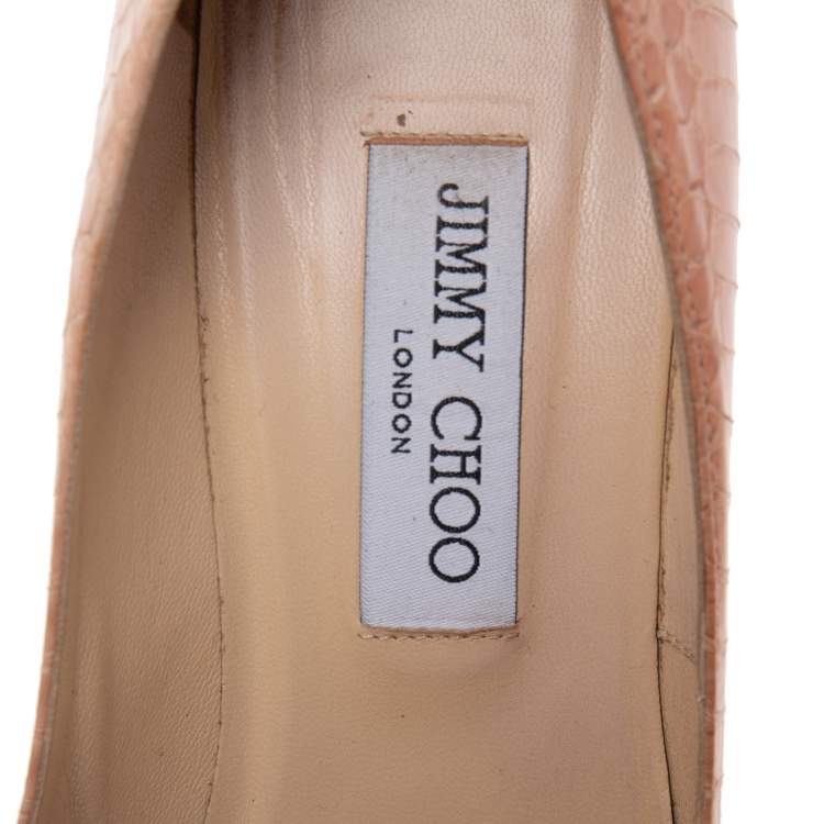 Pre Owned Jimmy Choo Beige Python Leather Agnes Pointed Toe Pumps Size 39.5