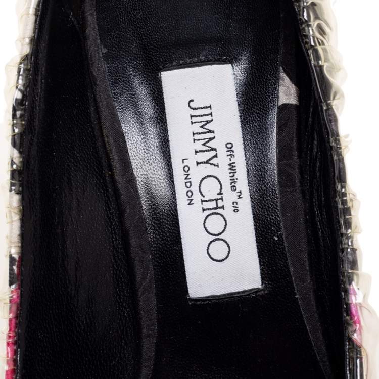 Pre Owned Jimmy Choo Multicolor PVC And Satin  Floral Jacquard Pumps Size 39