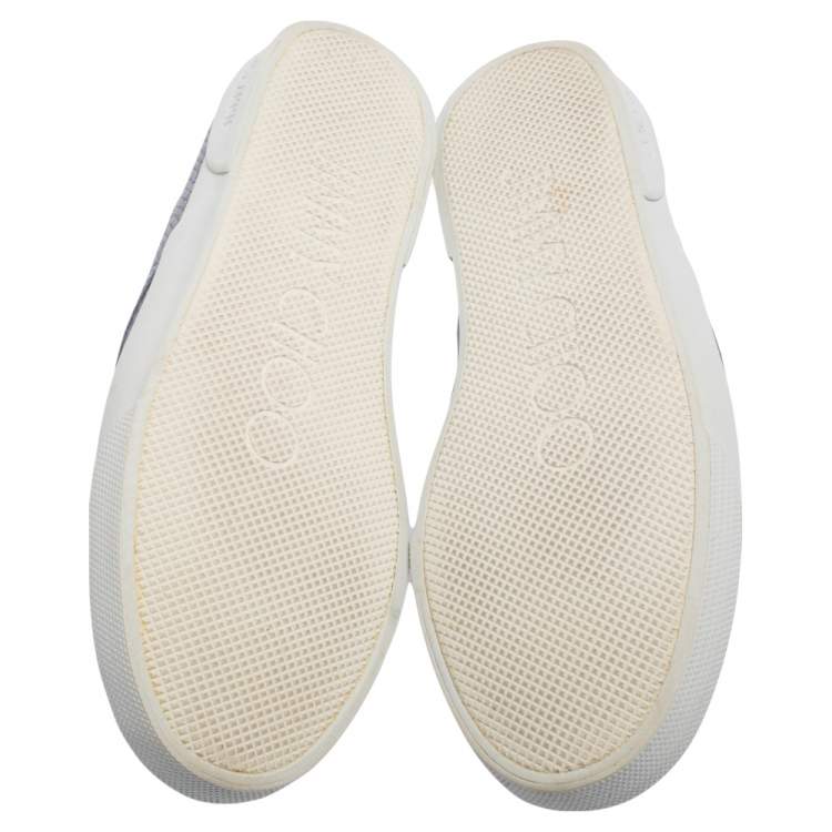 Pre Owned Jimmy Choo Blue Python Embossed Leather Demi Slip On Sneakers Size 37
