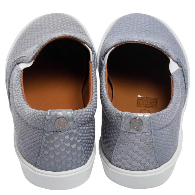 Pre Owned Jimmy Choo Blue Python Embossed Leather Demi Slip On Sneakers Size 37
