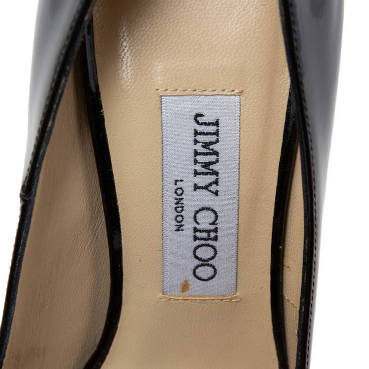 Pre Owned Jimmy Choo Black Patent Leather Dahlia Platform Pumps Size 39
