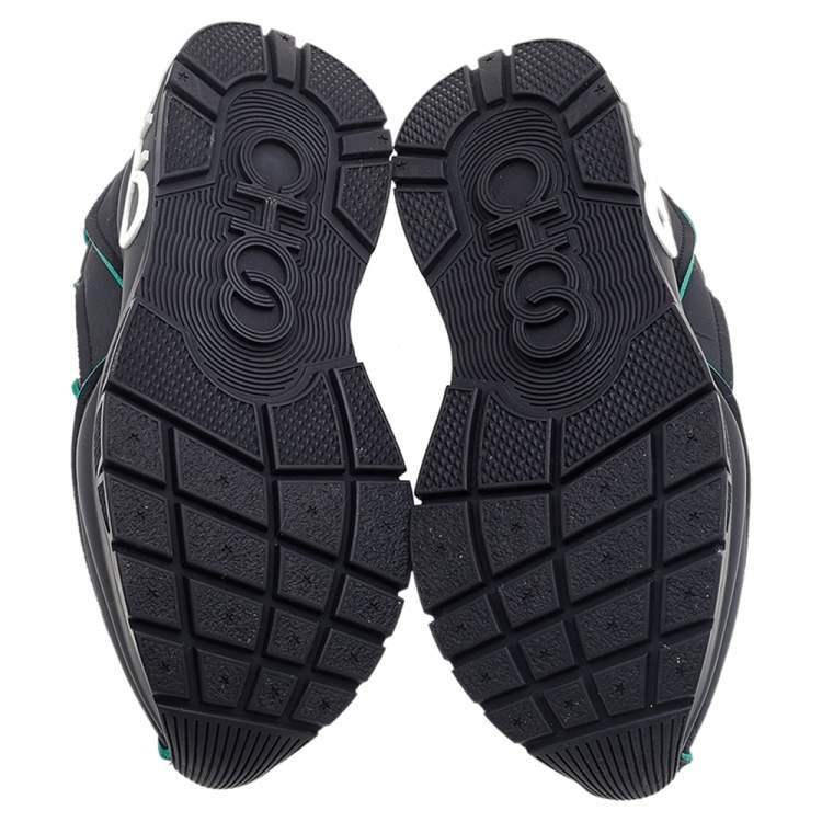 Pre Owned Jimmy Choo Black/Green Neoprene Raine Low Top Sneakers Size 37