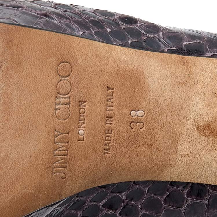 Pre Owned Jimmy Choo Brown Watersnake PeepToe Sandals Size 38
