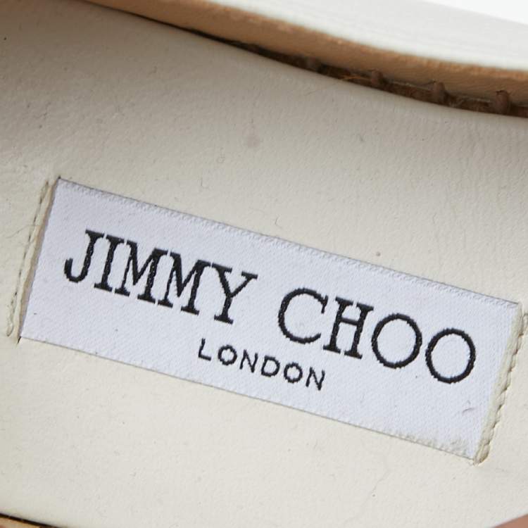 مملوكة مسبقًا Jimmy Choo White Leather Embellished  Espadrille Flats Size 36.5