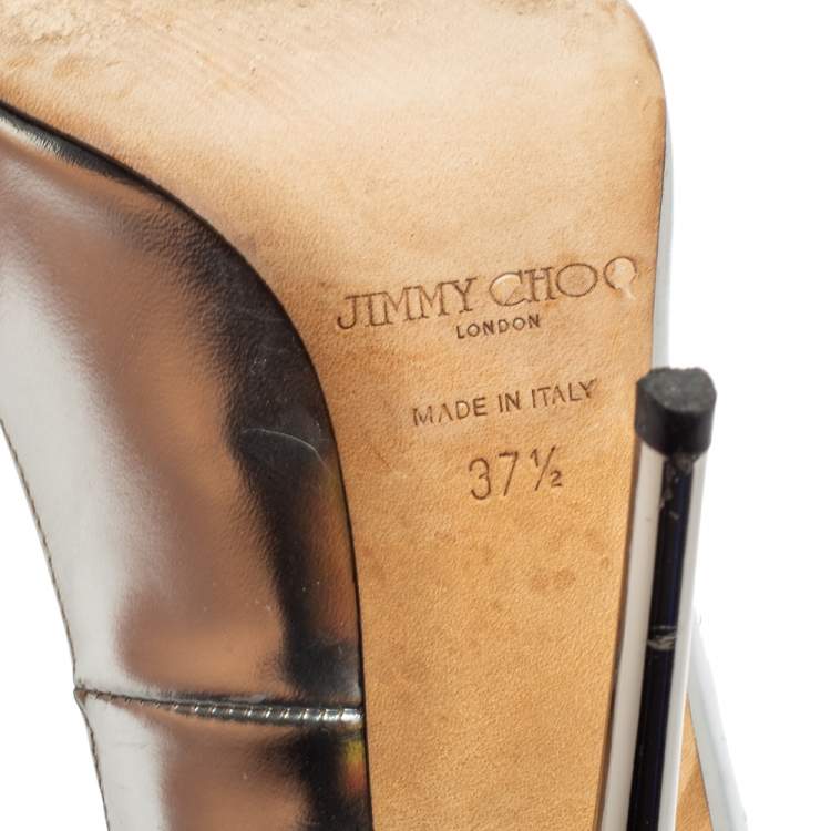 Pre Owned Jimmy Choo Silver Leather Romy Pumps Size 37.5