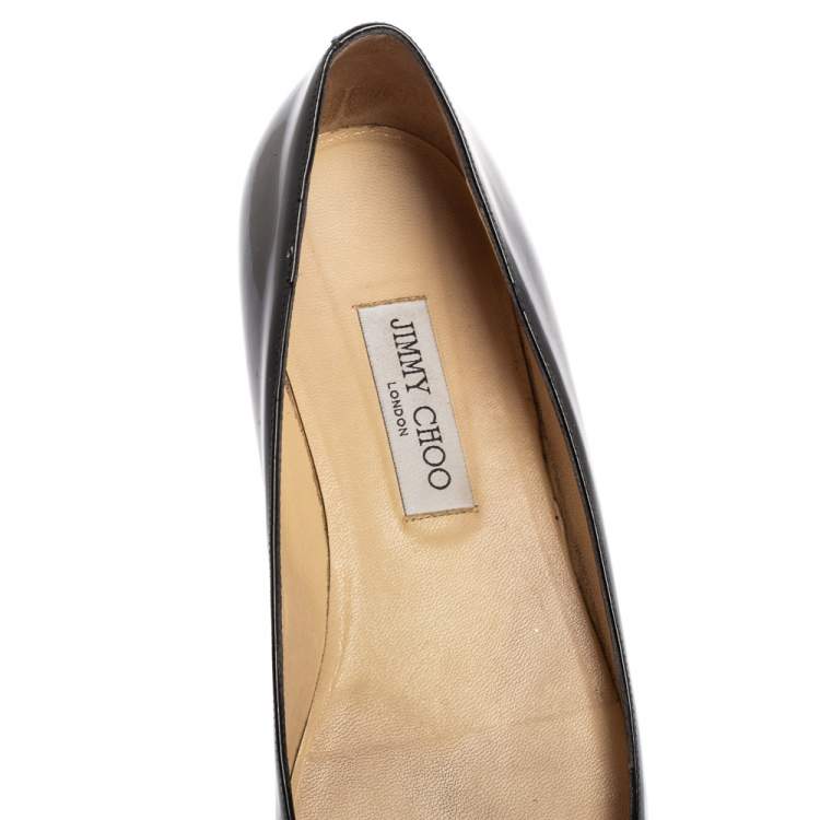 Pre Owned Jimmy Choo Black Patent Leather Ballet Flats Size 41
