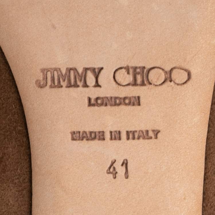 Pre Owned Jimmy Choo Brown Suede and Croc Embossed Leather Love Pumps Size 41