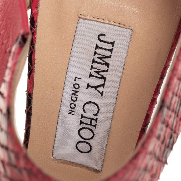 Pre Owned Jimmy Choo Pink/Black Python Leather Lee Sandals Size 38