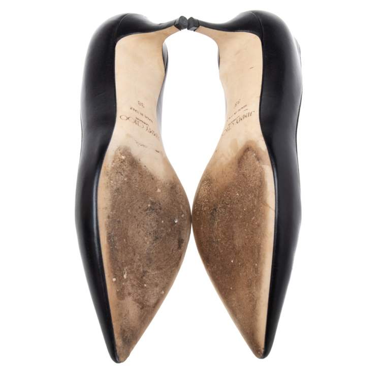 Pre Owned Jimmy Choo  Black Leather Avril Pumps Size 38
