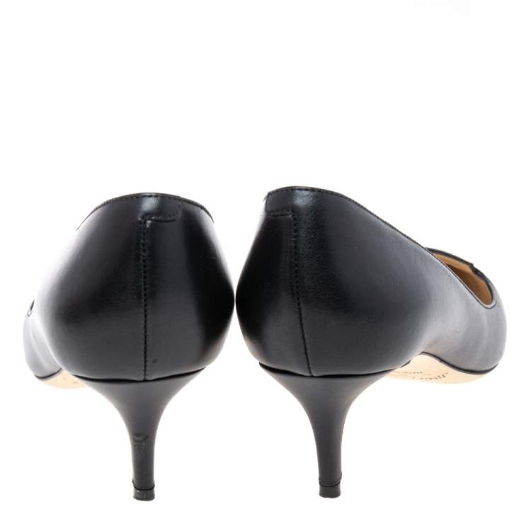 Pre Owned Jimmy Choo  Black Leather Avril Pumps Size 38