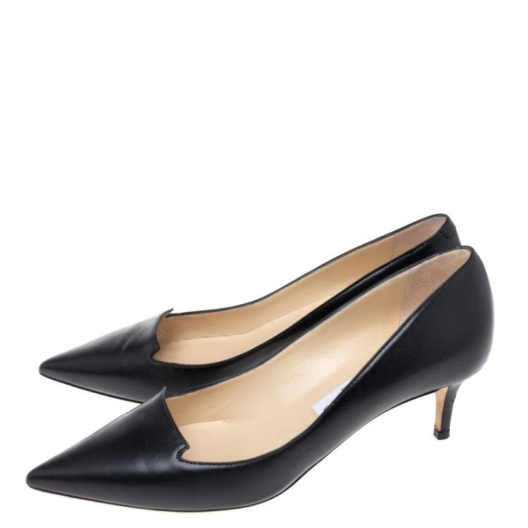 Pre Owned Jimmy Choo  Black Leather Avril Pumps Size 38