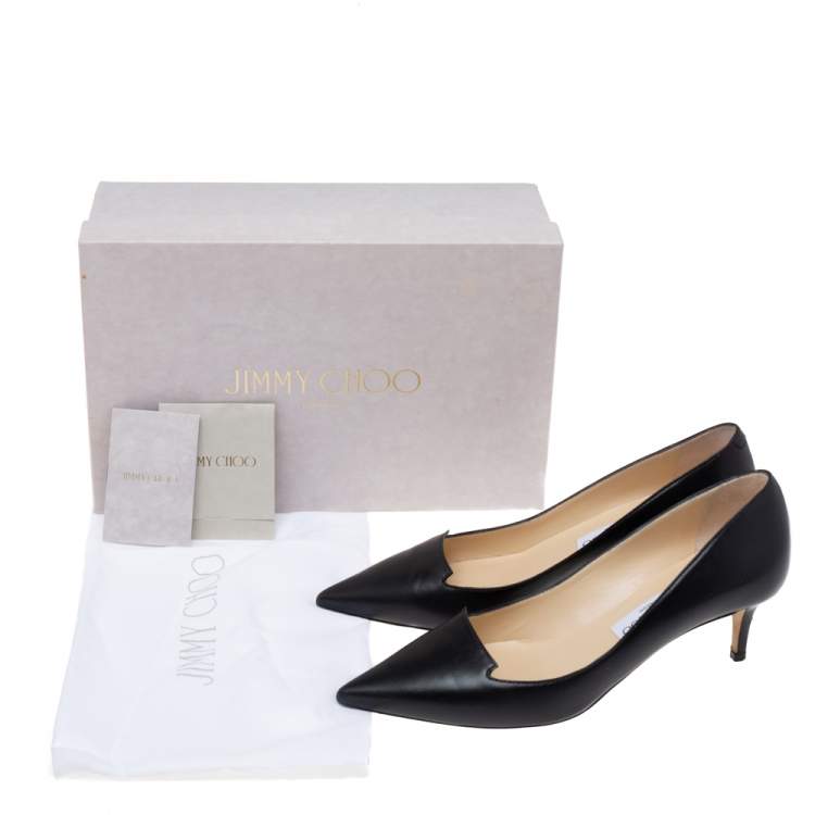 Pre Owned Jimmy Choo  Black Leather Avril Pumps Size 38