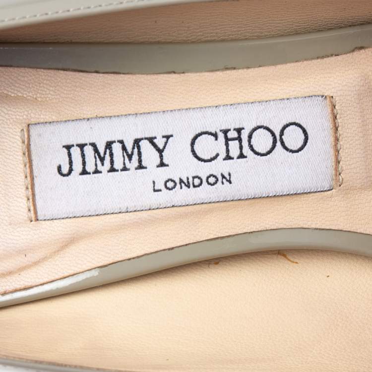 Pre Owned Jimmy Choo Grey Patent Leather  Pointed Toe Pumps Size 36.5