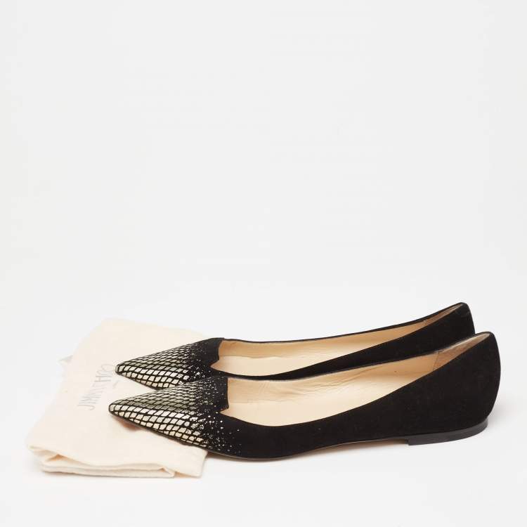 Pre Owned Jimmy Choo Black Suede Attila Ballet Flats Size 42