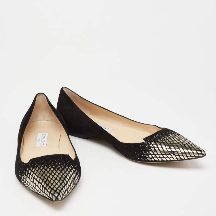 Pre Owned Jimmy Choo Black Suede Attila Ballet Flats Size 42