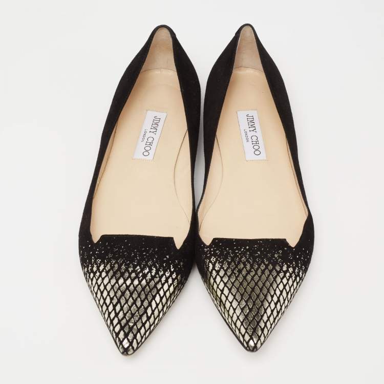Pre Owned Jimmy Choo Black Suede Attila Ballet Flats Size 42