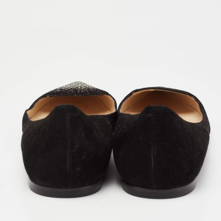Pre Owned Jimmy Choo Black Suede Attila Ballet Flats Size 42