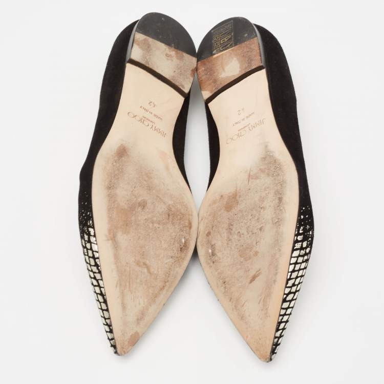 Pre Owned Jimmy Choo Black Suede Attila Ballet Flats Size 42
