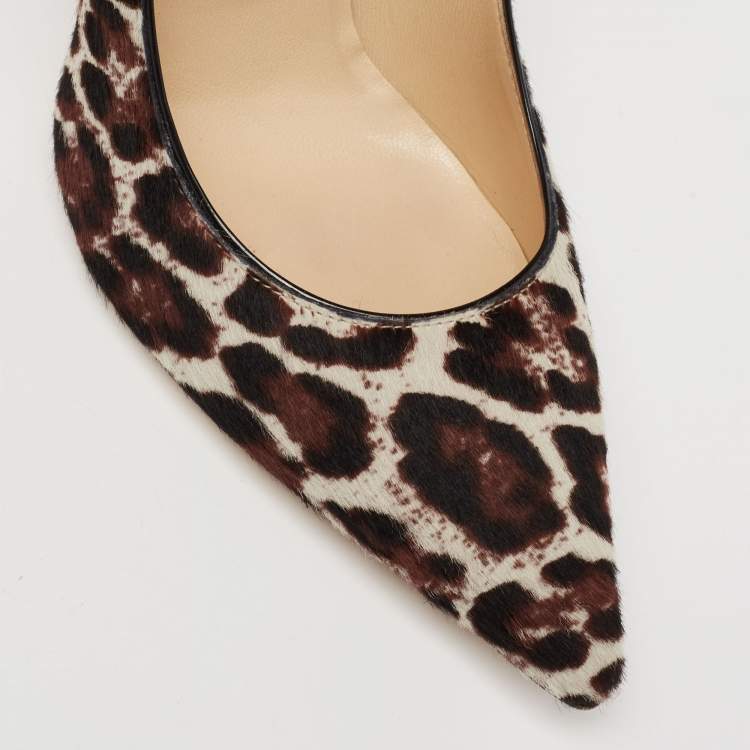 Pre Owned Jimmy Choo Tri-Color Leopard Print Calf Hair Anouk Pumps Size 38