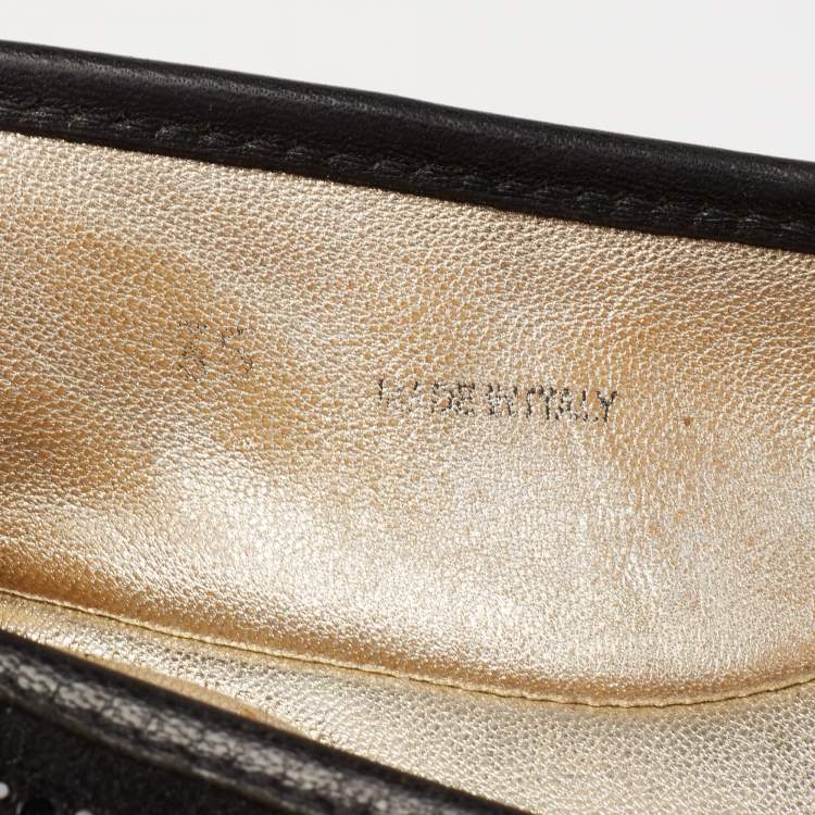 Pre Owned Jimmy Choo Black Crystal Embellished Suede and Leather Weber Ballet Flats Size 35