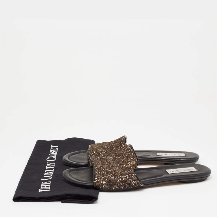 مملوكة مسبقًا Jimmy Choo Two-Tone Coarse Glitter Nanda Flat Slides Size 41