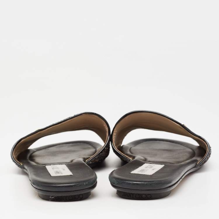مملوكة مسبقًا Jimmy Choo Two-Tone Coarse Glitter Nanda Flat Slides Size 41