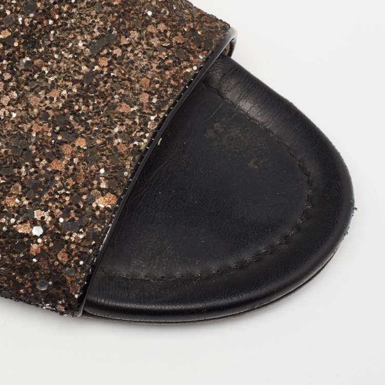 مملوكة مسبقًا Jimmy Choo Two-Tone Coarse Glitter Nanda Flat Slides Size 41
