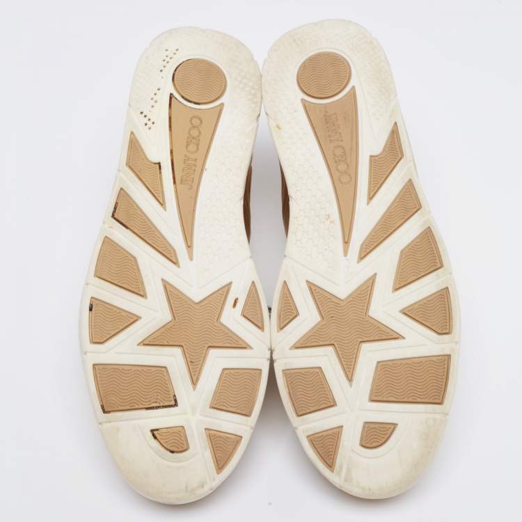 Pre Owned Jimmy Choo Gold Leather Hawaii Sneakers Size 41
