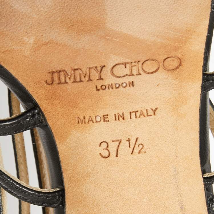 مملوكة مسبقًا Jimmy Choo Black Leather Samoa Sandals Size 37.5