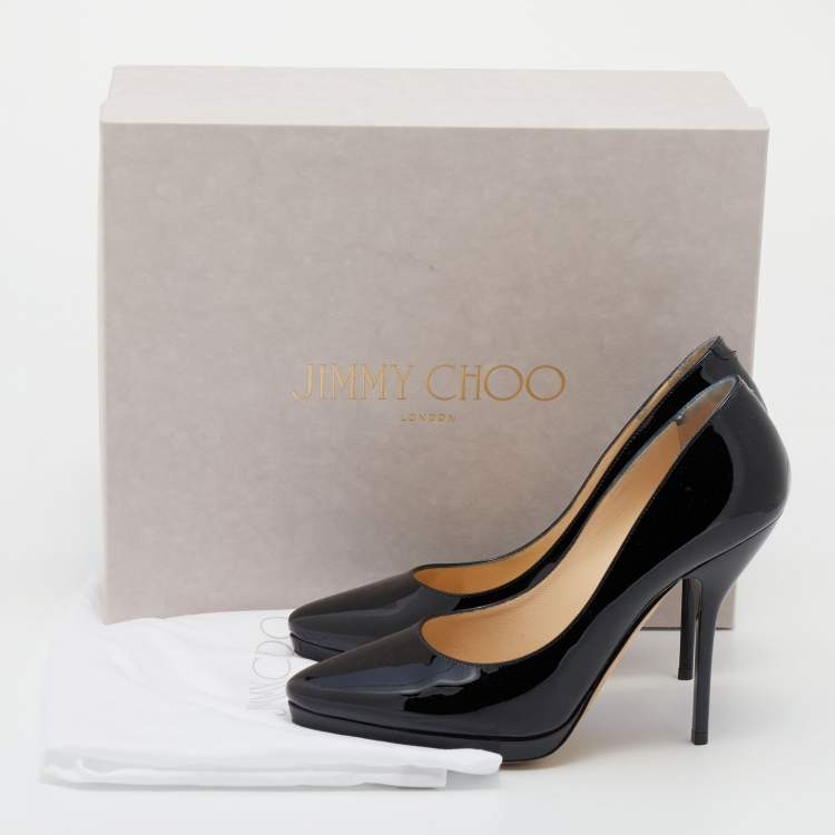 Pre Owned Jimmy Choo Black Patent Leather Anouk Pointed Toe Pumps Size 36