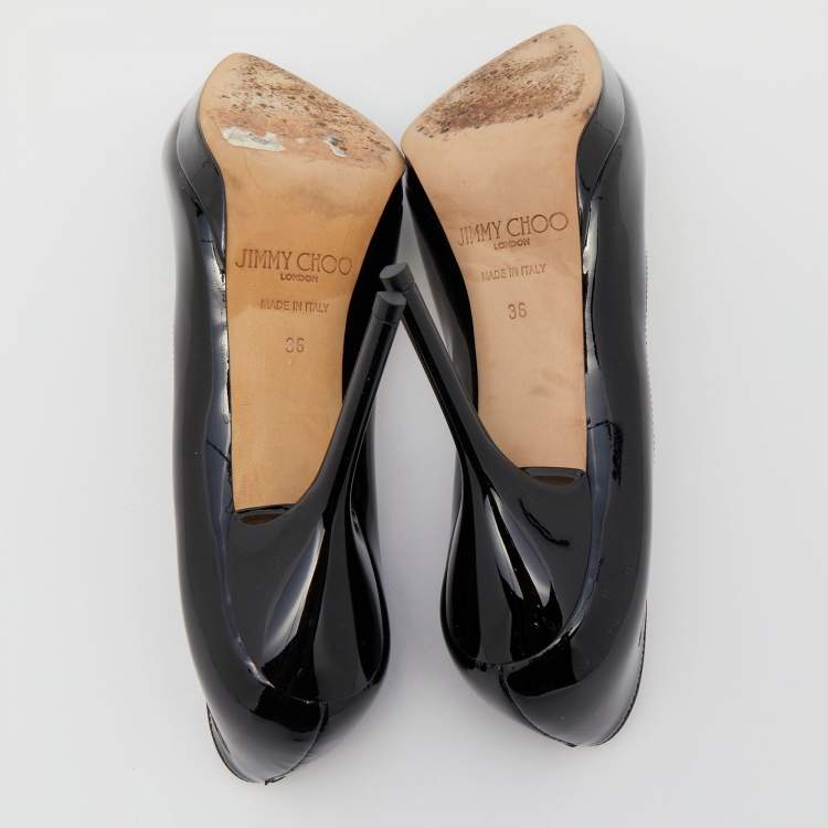 Pre Owned Jimmy Choo Black Patent Leather Anouk Pointed Toe Pumps Size 36