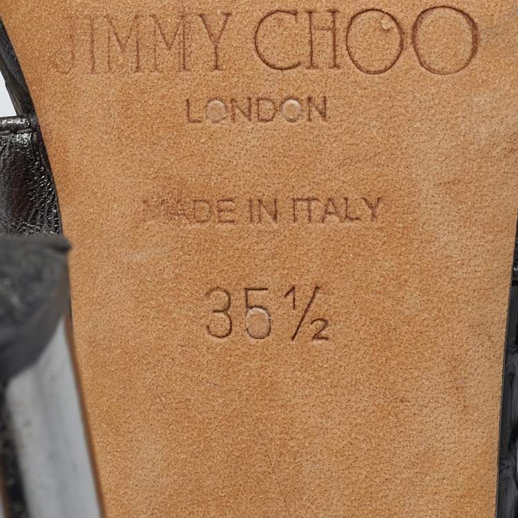 Pre Owned Jimmy Choo Multicolor Python/Calfhair and Leather Sandals Size 35.5