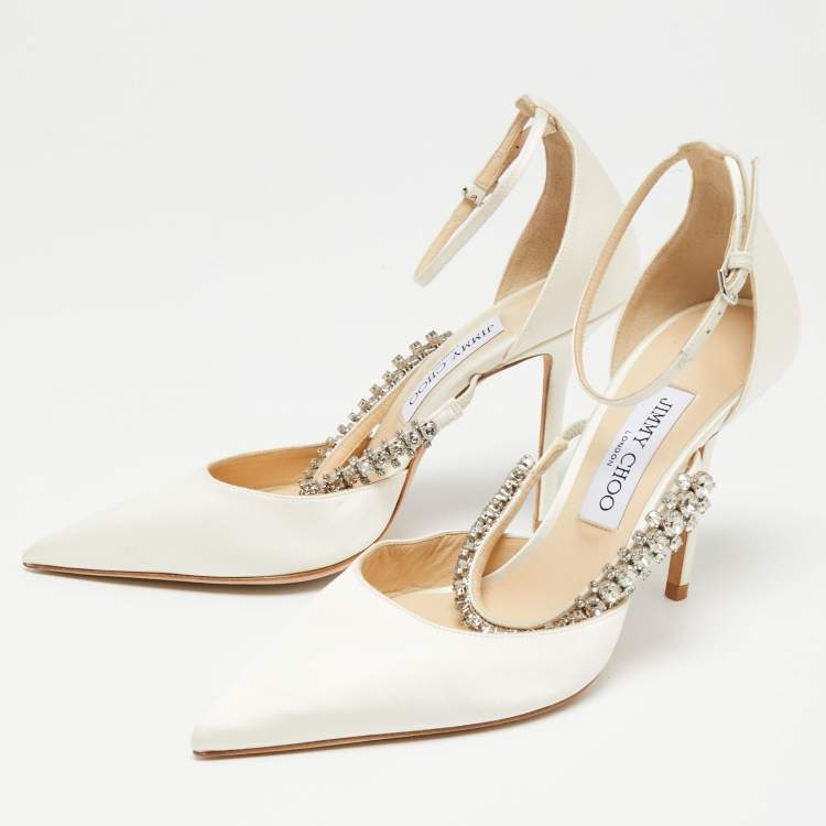 Jimmy Choo Love 100 Crystal Embellished Pumps With Bow in White | Lyst