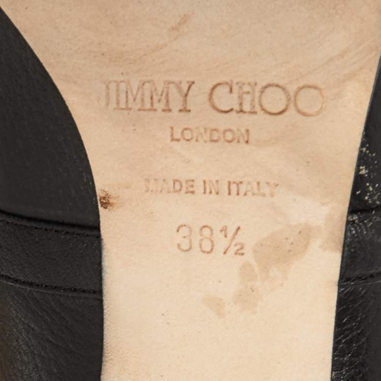 مملوكة مسبقًا Jimmy Choo Black Leather Cross Strap Jazz Pumps Size 38.5