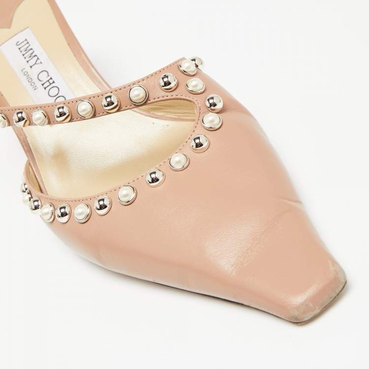 مملوكة مسبقًا Jimmy Choo Dusty Pink Leather Ros Mule Sandals Size 41