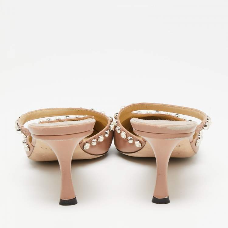 مملوكة مسبقًا Jimmy Choo Dusty Pink Leather Ros Mule Sandals Size 41