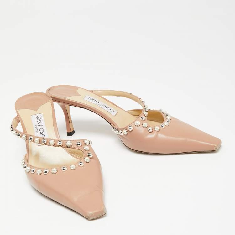 مملوكة مسبقًا Jimmy Choo Dusty Pink Leather Ros Mule Sandals Size 41