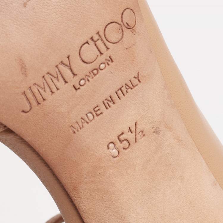 Pre Owned Jimmy Choo Beige Leather Lucy Ankle-Strap Pumps Size 35.5