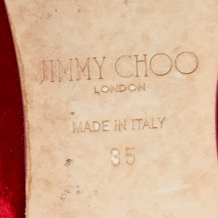 Pre Owned Jimmy Choo Deep Red Velvet Romy Ballet Flats Size 35