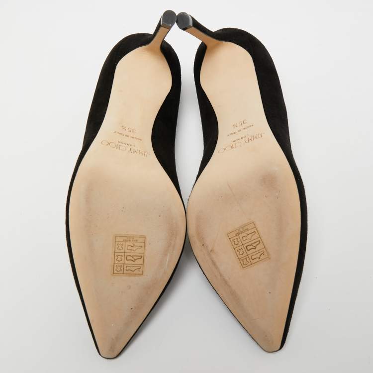 Pre Owned Jimmy Choo Black Suede Romy Pumps Size 35.5
