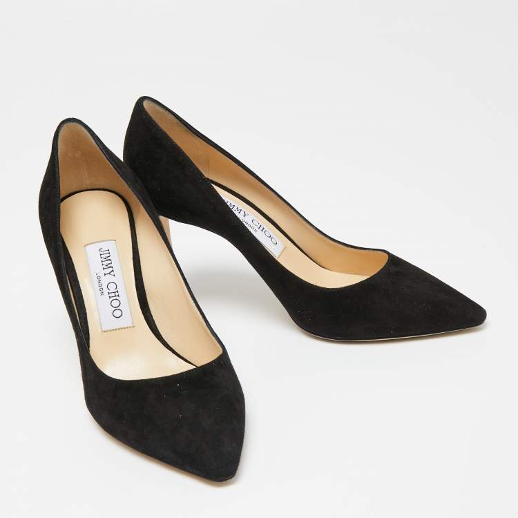 Pre Owned Jimmy Choo Black Suede Romy Pumps Size 35.5