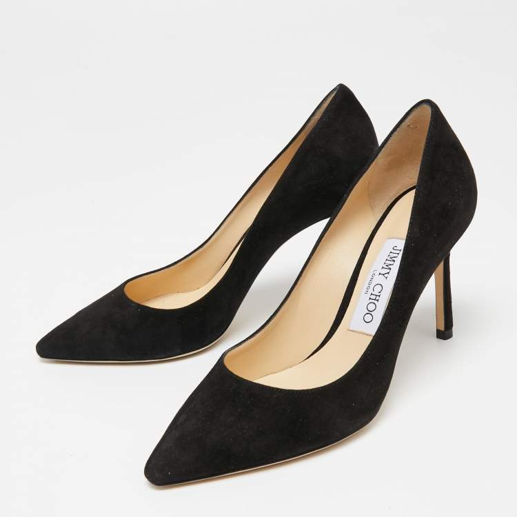 Pre Owned Jimmy Choo Black Suede Romy Pumps Size 35.5