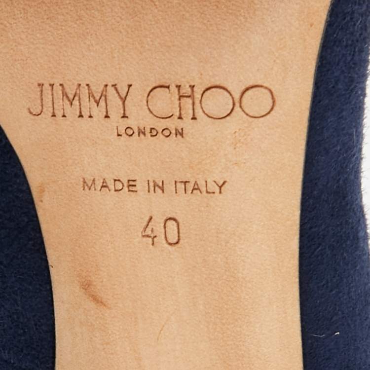 Pre Owned Jimmy Choo Blue Suede Abel Pointed Toe Pumps Size 40