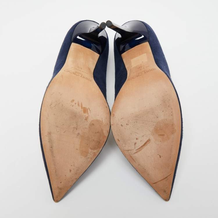 Pre Owned Jimmy Choo Blue Suede Abel Pointed Toe Pumps Size 40