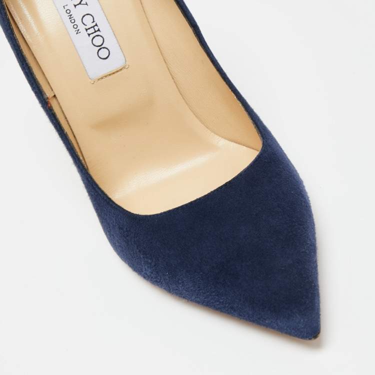 Pre Owned Jimmy Choo Blue Suede Abel Pointed Toe Pumps Size 40