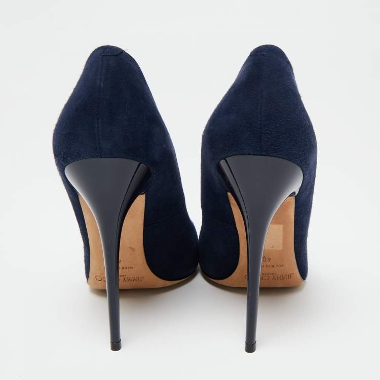 Pre Owned Jimmy Choo Blue Suede Abel Pointed Toe Pumps Size 40